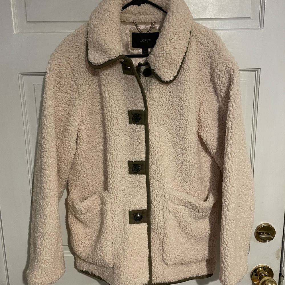J.Crew NWT Teddy Sherpa Jacket Size L in Dust Ivory - Picture 8 of 11